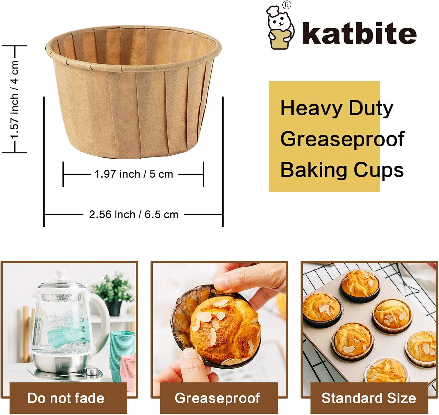 Katbite Parchment Cupcake Liners Standard Size 150PCS, Christmas Cupcake Liners, Muffin Baking Liners, Heavy Duty Greaseproof Wrappers for Bakery, Birthday Party