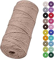 Vista 21 de Cuerda de yute natural de 0.079 pulgadas y 328 pies para manualidades, cuerda de yute de colores de 3 capas para envoltura de regalos, jardinería