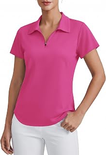Womens Golf Shirt Short Sleeve UPF 50+ Tennis Polo Shirts 1/4 Zip Up Collared Quick Dry Athletic Pickleball Shirt