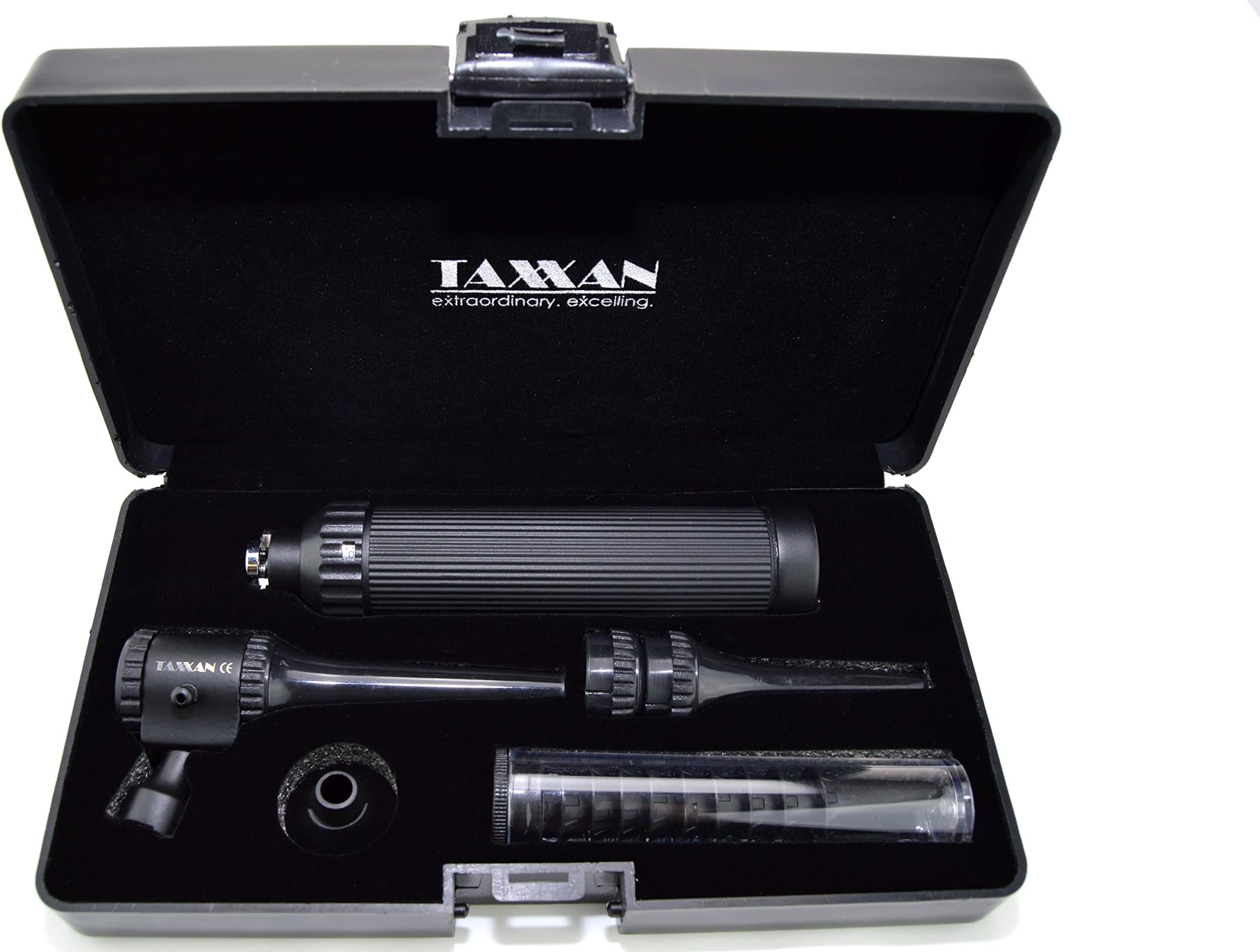TAXXAN Veterinary Black Otoscope ENT Diagnostic Set with Metal Adapter to USE Standard Disposable Speculum โฆ