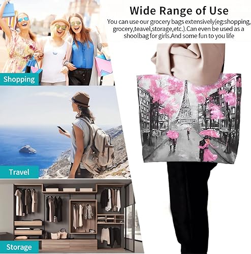 Miniatura 6 de Bolsa de comestibles de la Torre Eiffel, bolsa de regalo de calle francesa, bolso de hombro reutilizable