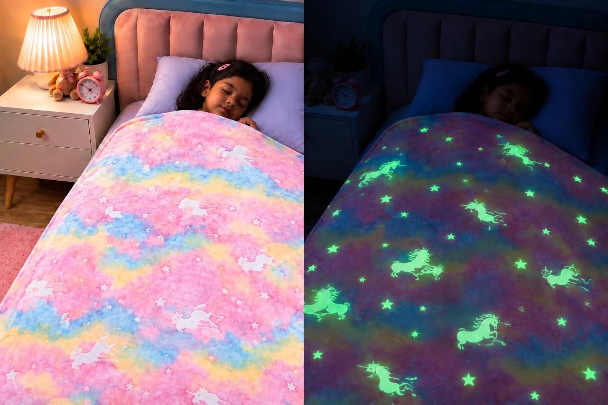 Glow in The Dark Kids Blanket, Soft Flannel