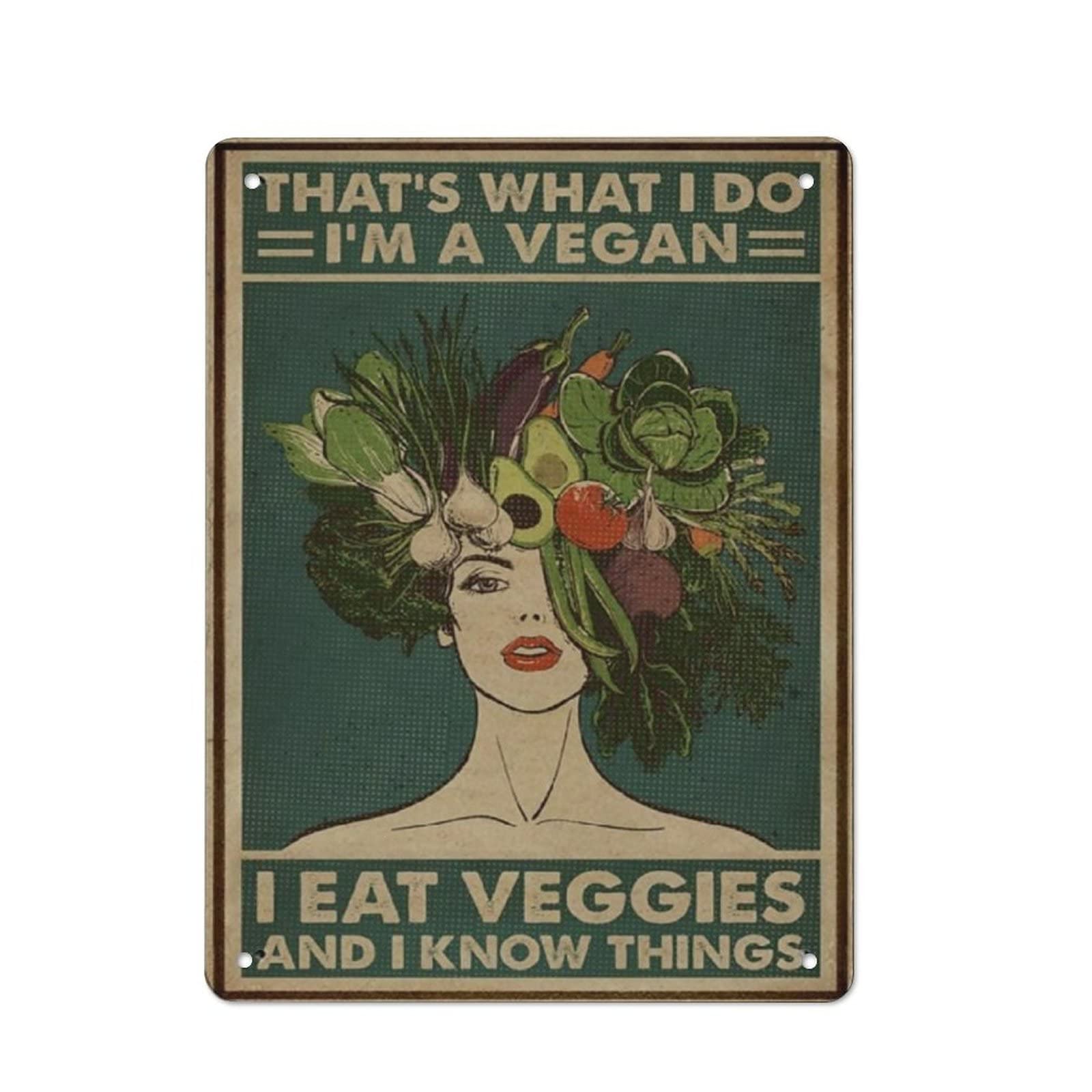 AOOEDM I'm A Vegan Metal Tin Sign for Home Bar Pub Kitchen Wall Art Deocr Man Cave Vintage Metal Sign Poster Plaque Signs Quotes Sign