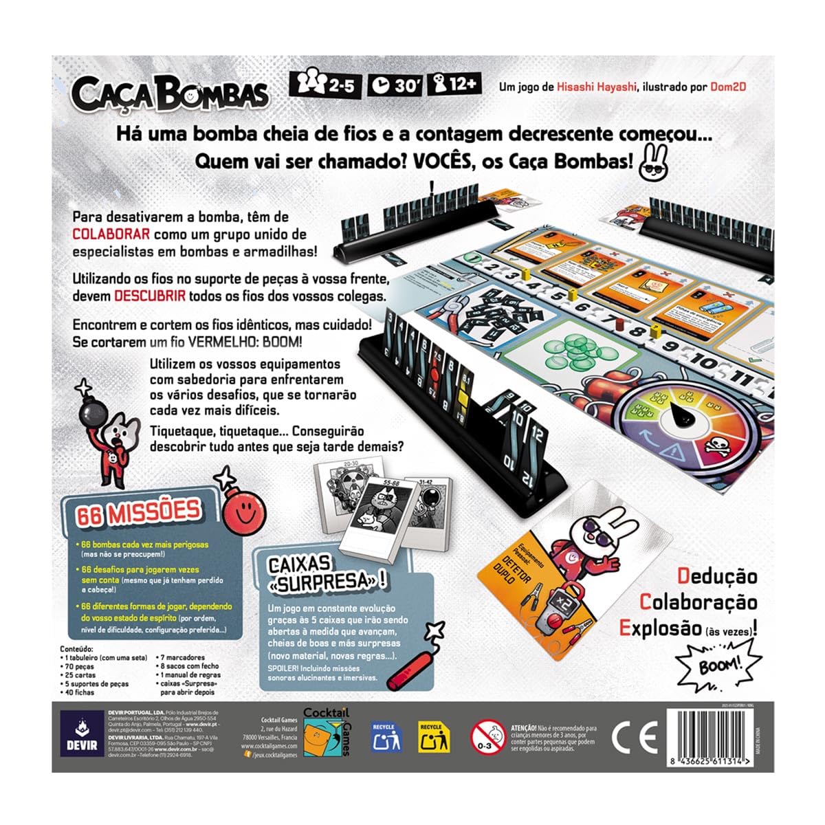 Devir Caza Bombas - Gioco da tavolo, 2-5 giocatori, in portoghese