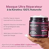 Kerargan - Masque Capillaire Ultra Réparateur à la Kératine 500ml pour Cheveux Abîmés et Stressés - Fortifie, lisse et protège - Sans Sulfate, OGM, Huile Minérale - 2