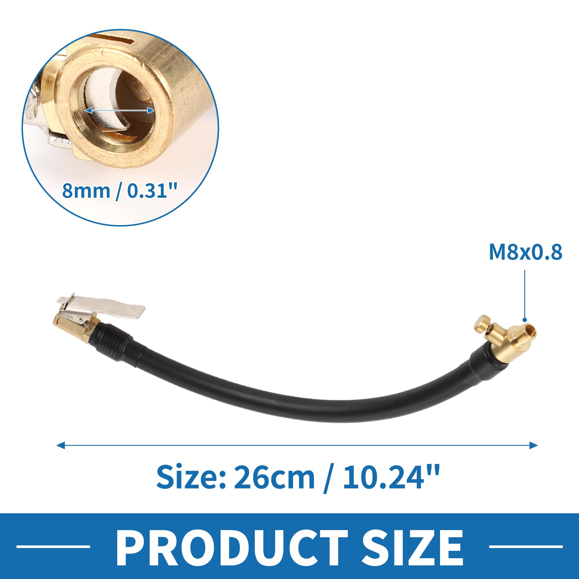 Tuyau Rallonge 200 Cm Pour Gonfleur Pneus – Caoutchouc Souple, Raccord M8x0.8, Idéal Voiture, Moto, Vélo - 4
