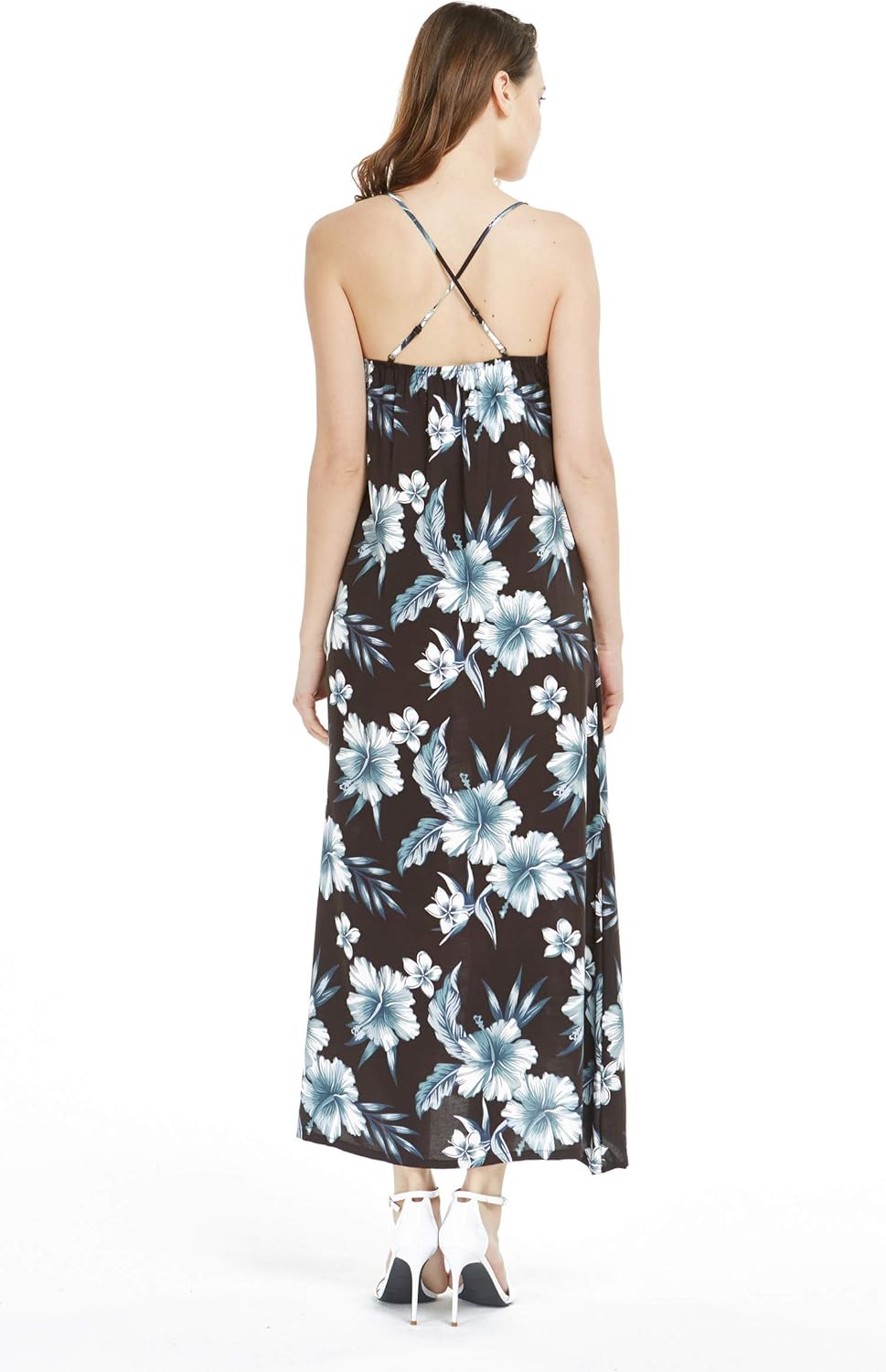 Couple Matching Hawaiian Luau Shirt Maxi Sweet Heart Dress in Midnight Bloom