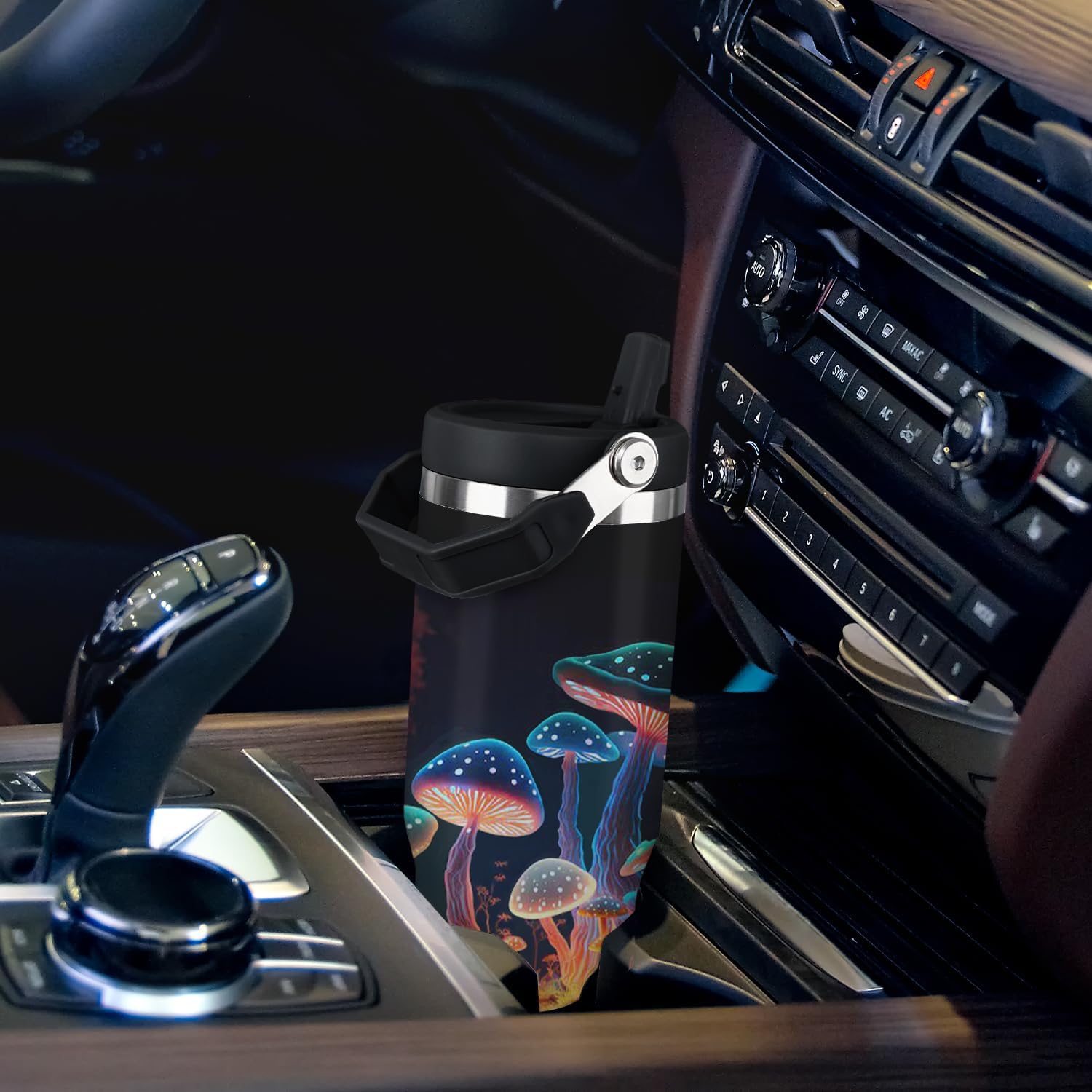 Mushroom Tumbler with Handle 30oz Vacuum Insulated Mushroom Cup with Lid and Straw Mushroom Gifts for Women Men - Image 7