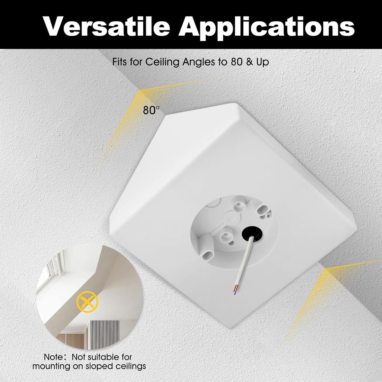 Ceiling Fan Mounting Bracket, Fan Mounting Box, Sloped Ceiling Fan Adapter, Fits Cathedral Ceiling Angles of 80° or Up