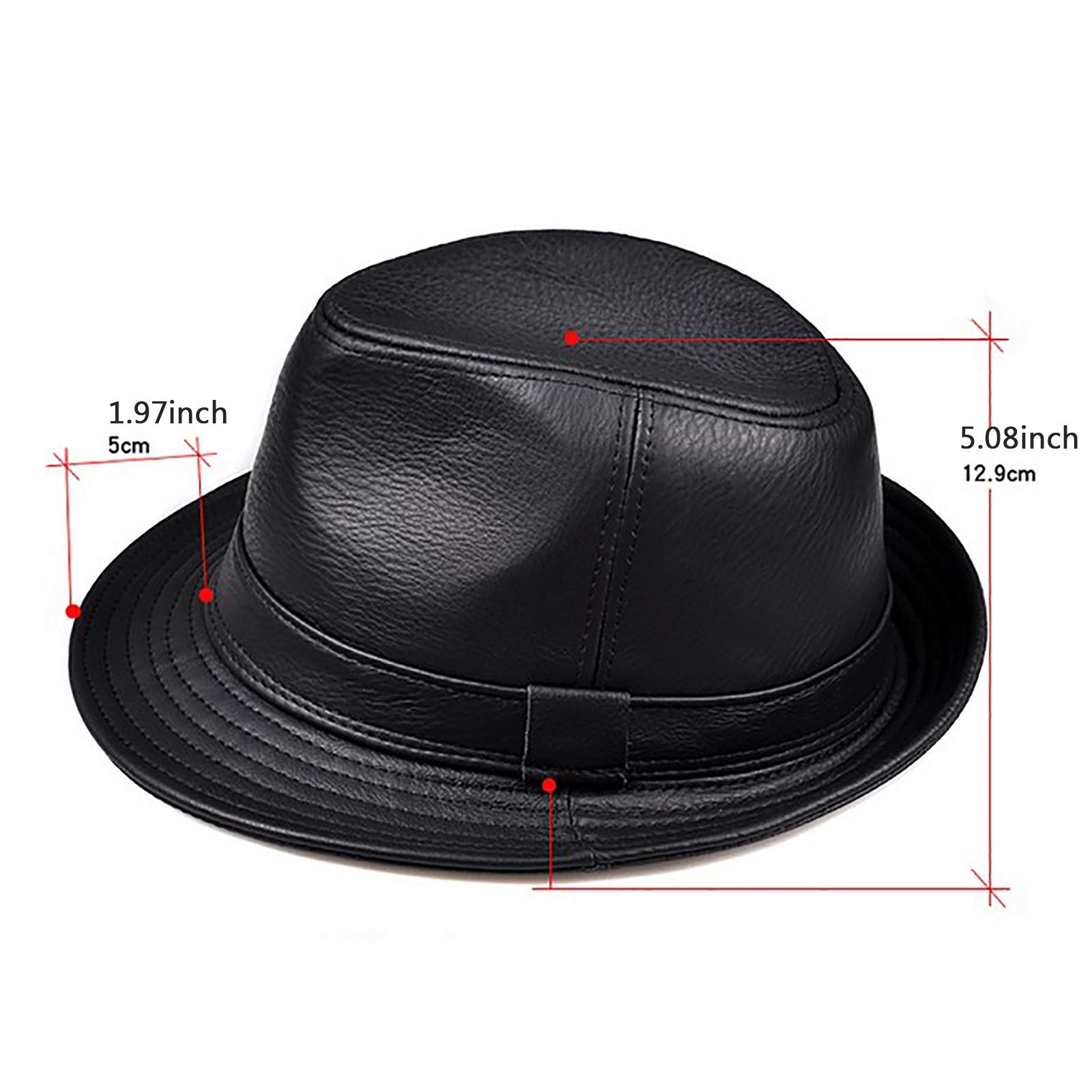 Sombreros de invierno, cuero para hombre Sombrero de jazz Gentleman Hats Cowhide Short Brim Cowboy Party Bowler Fedora Trilby Hat