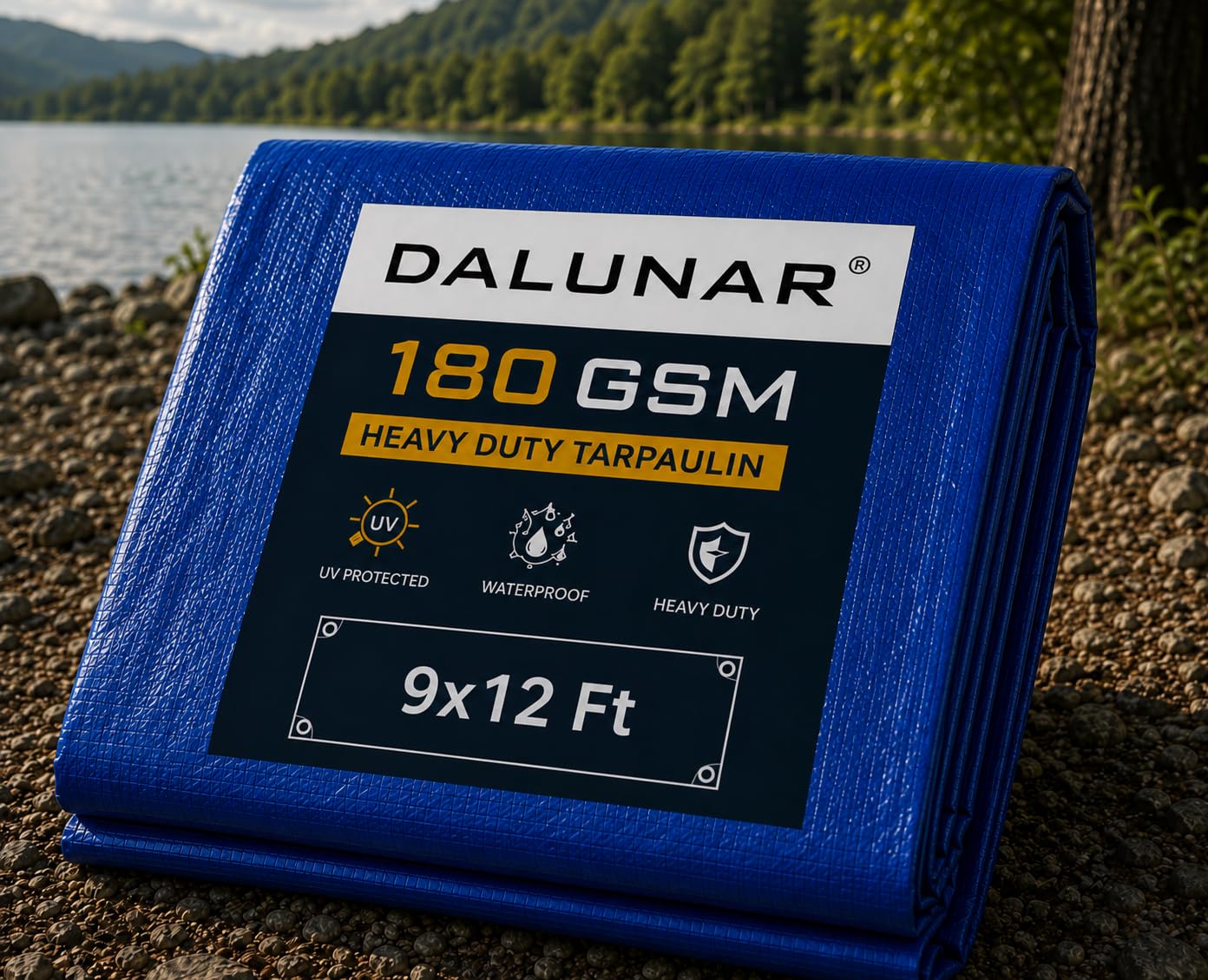 DALUNAR Waterproof Tarpaulin Sheet 9x12 fit 180 GSM, HDPE UV Treated, Heavy Duty, Multipurpose Cover for Sun, Rain & Roof Protection