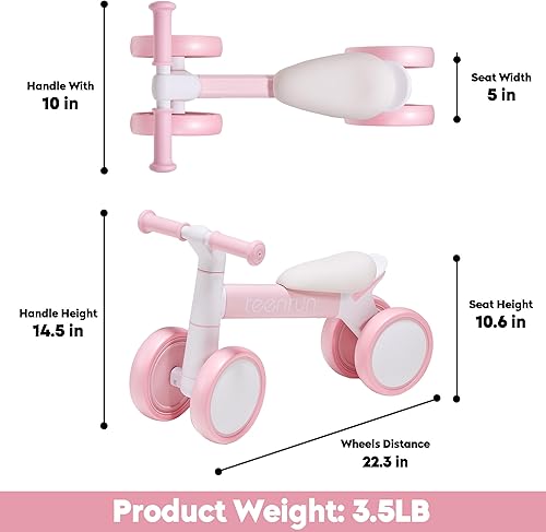 Miniatura 2 de TEENRUN Bicicleta de equilibrio para bebé con 4 ruedas, perfecta para niños de 12 a 36 meses, regalo ideal para el primer cumpleaños para niños y