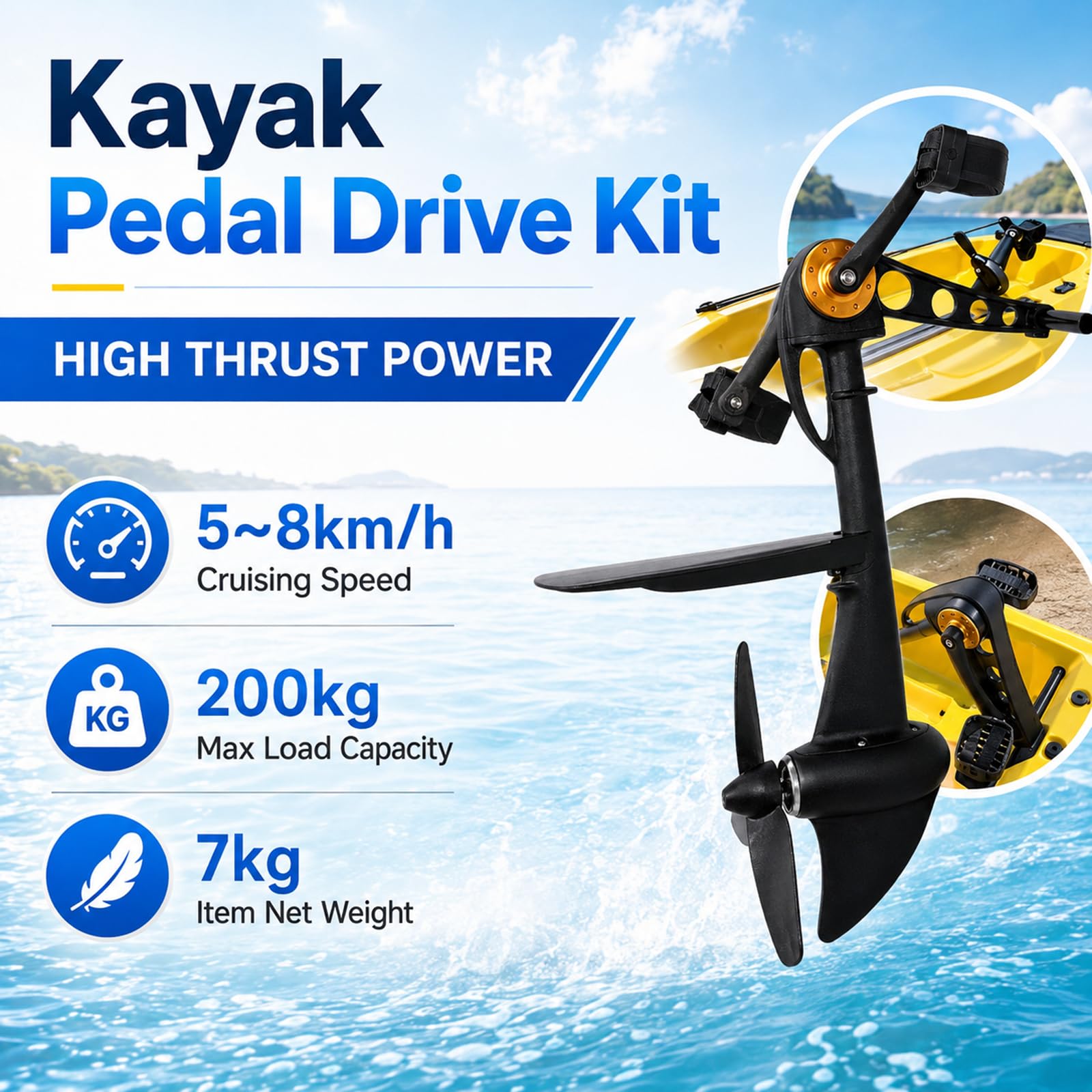 Sistemas Pedaliera in Alluminio per Kayak in Acqua Dolce e Salata