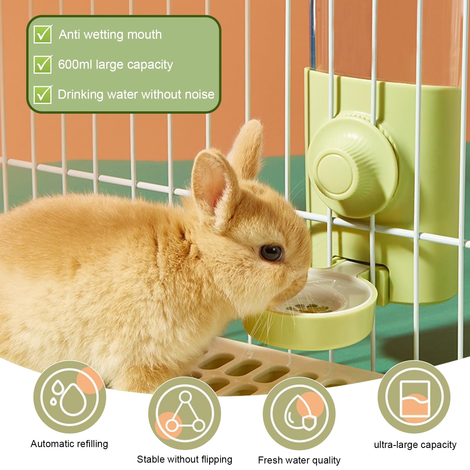 Dispensatore Automatico Cibo E Acqua Per Animali - 2 Pezzi, 1000ml, Verde - Foto 7