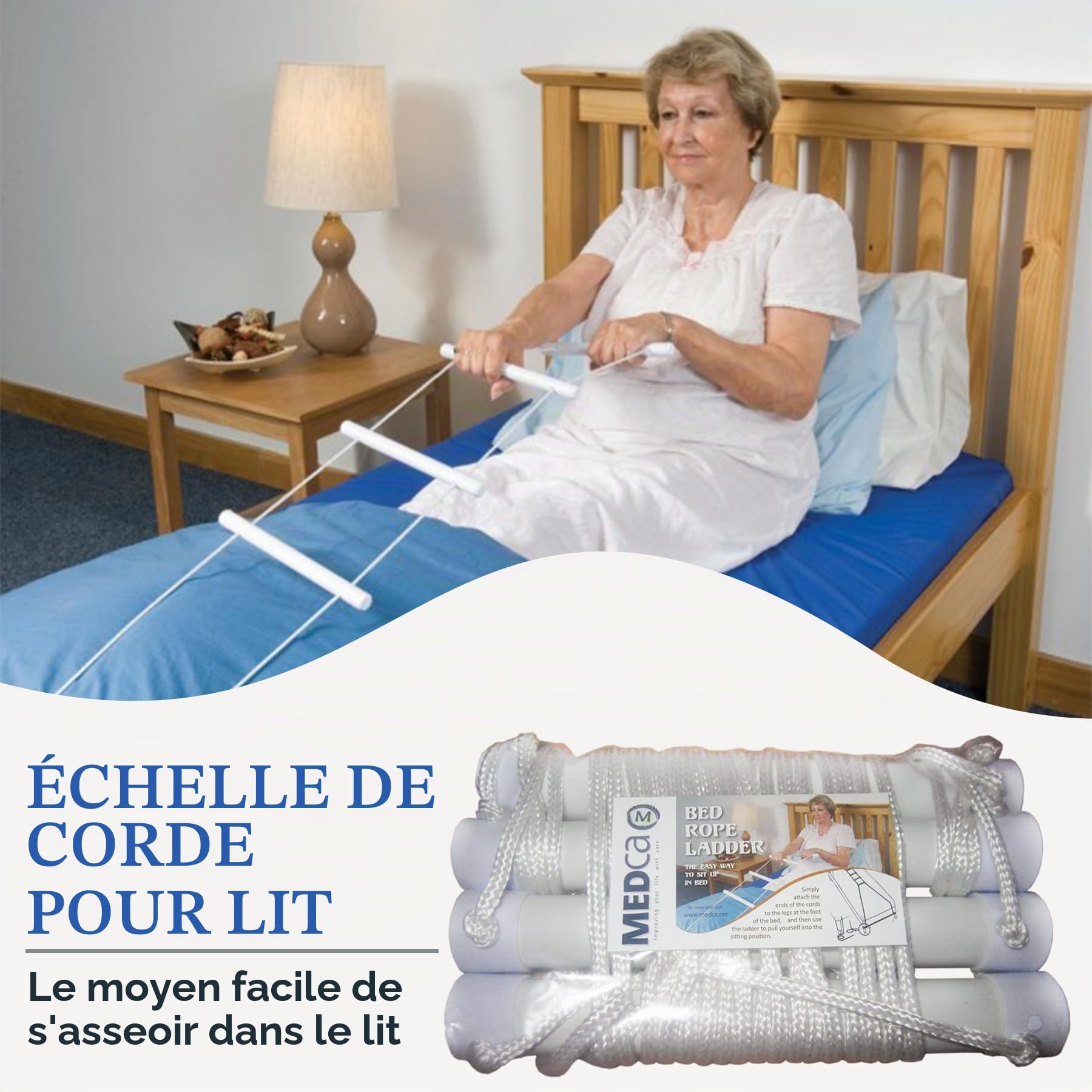 MEDca Échelle de Corde pour Personnes Alitées, Échelle de Lit Assistance Traction
