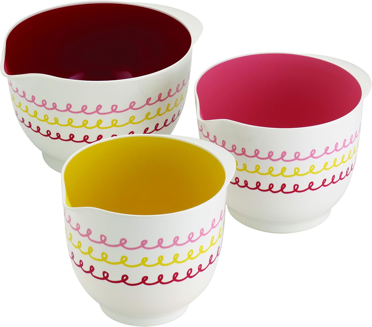 Cake Boss Countertop Accessories 3-Piece Melamine Mixing Bowl Set, “Icing” Pattern, Print -