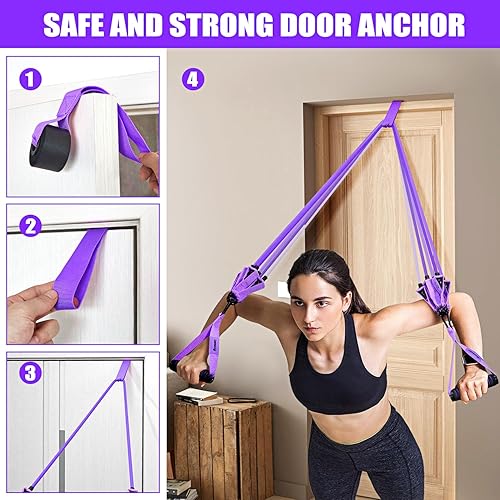Miniatura 4 de Resistance Bands, Exercise Bands with Handles for Working Out, Fitness Bands for Women, Workout Equipment Home Gym, Training Bands with Door Anchor,