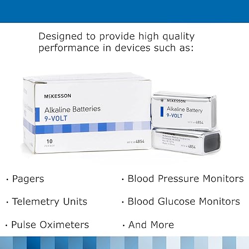 Miniatura 3 de McKesson Pilas alcalinas de 9 V, 9 voltios, larga duración, 10 unidades, 25 paquetes, 250 en total