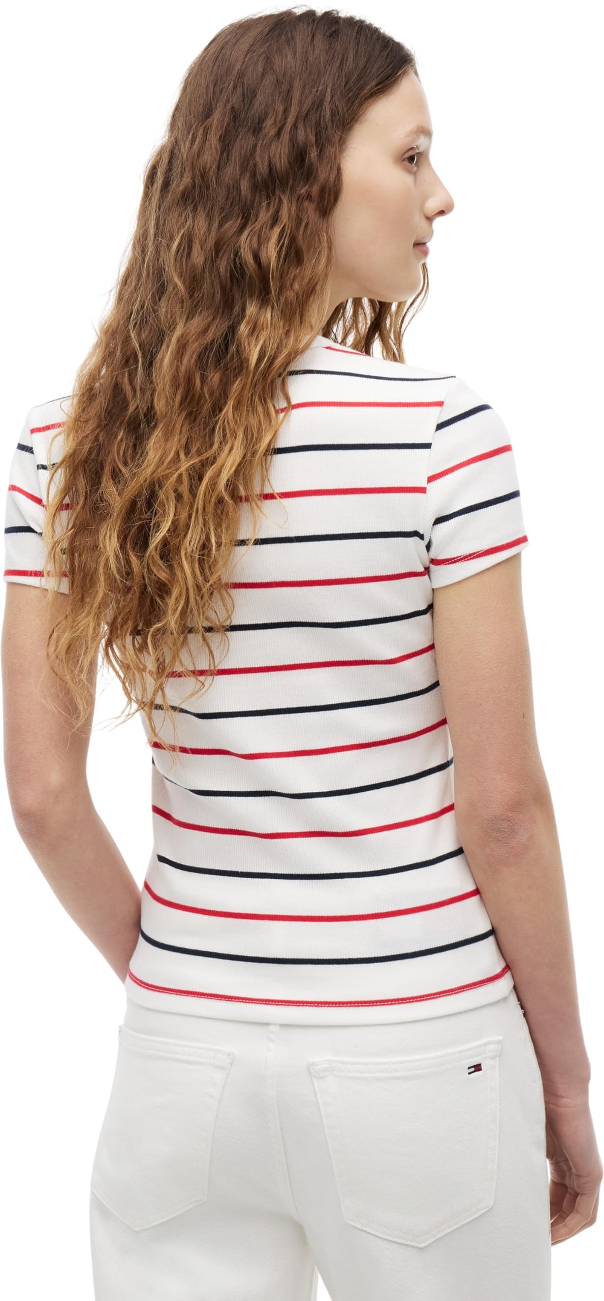 Tommy Jeans Damen Tjw Slim Essential Rib Ss EXT Dw0dw17383 S/S T-Shirt