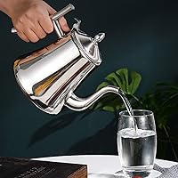 Vista 2 de Tetera dorada, tetera de acero inoxidable con infusores para estufa de té suelta, tetera con mango ergonómico para gas, inducción, estufas