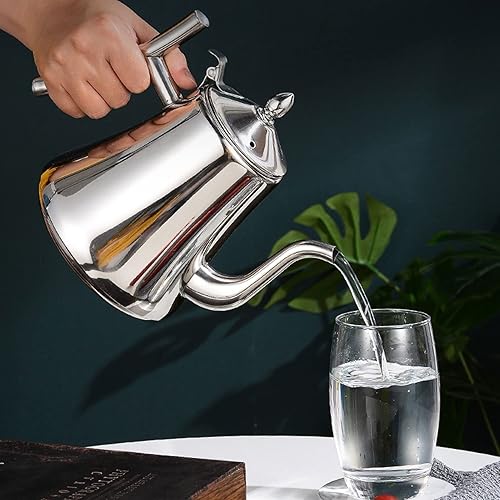 Miniatura 2 de Tetera dorada, tetera de acero inoxidable con infusores para estufa de té suelta, tetera con mango ergonómico para gas, inducción, estufas