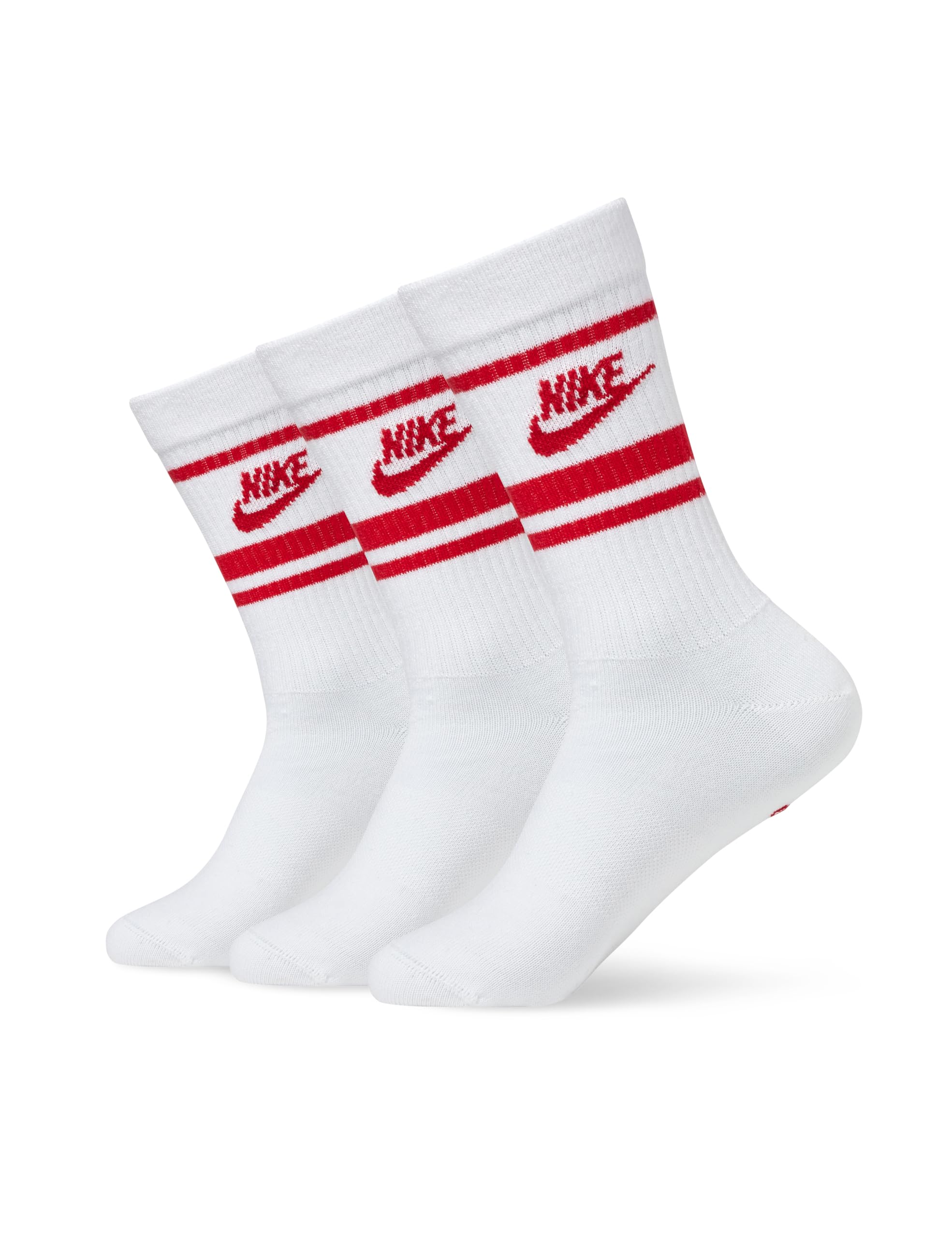 NIKE Men's Nsw Everyday Essential Cr Socks, White/University Red/Universit, S UK