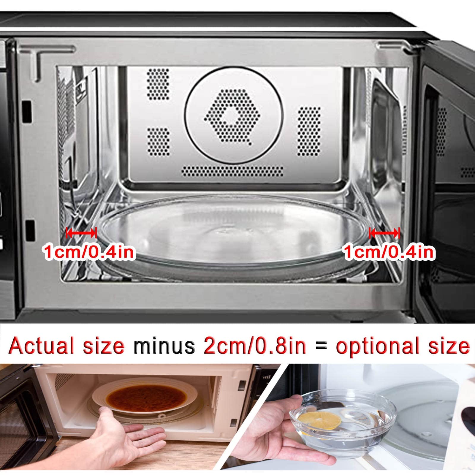 Piatto Girevole Per Microonde 24.5 Cm - In Vetro Resistente Al Calore Con Clip Di Sicurezza - Foto 14