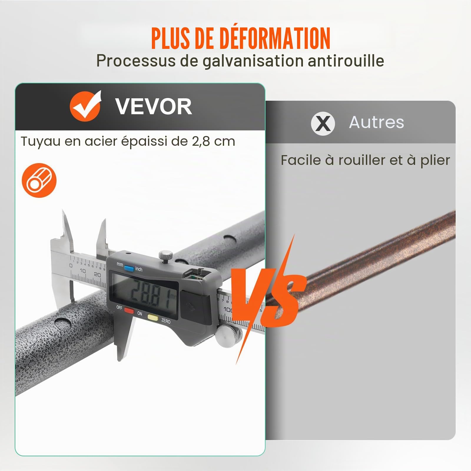 VEVOR Barre de Calage, Barre d'Arrimage à Cliquet Réglable de 101,6 à 185,4 cm, Barre Stabilisatrice de Chargement Robuste avec Capacité de 100 kg, pour Lit de Camion Fourgon, Remorque, Pickup