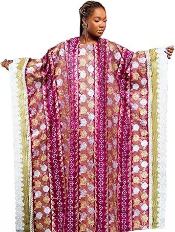 Burgundy African Women Boubou Dress NIgeiran Bazin Riche Women Wedding Dashiki with Embroidery Mali Basin Robe