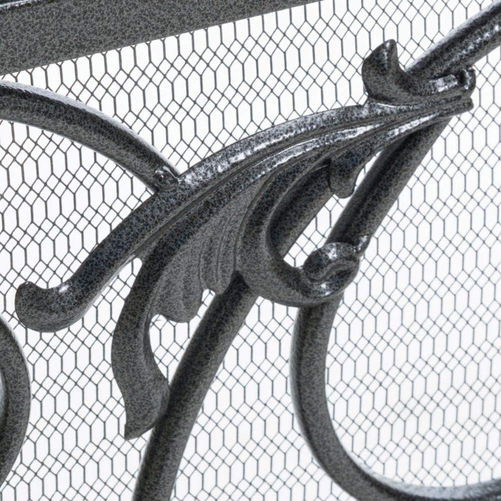 Christopher Knight Home Wilmington Fireplace Screen, Silver Flower On Black