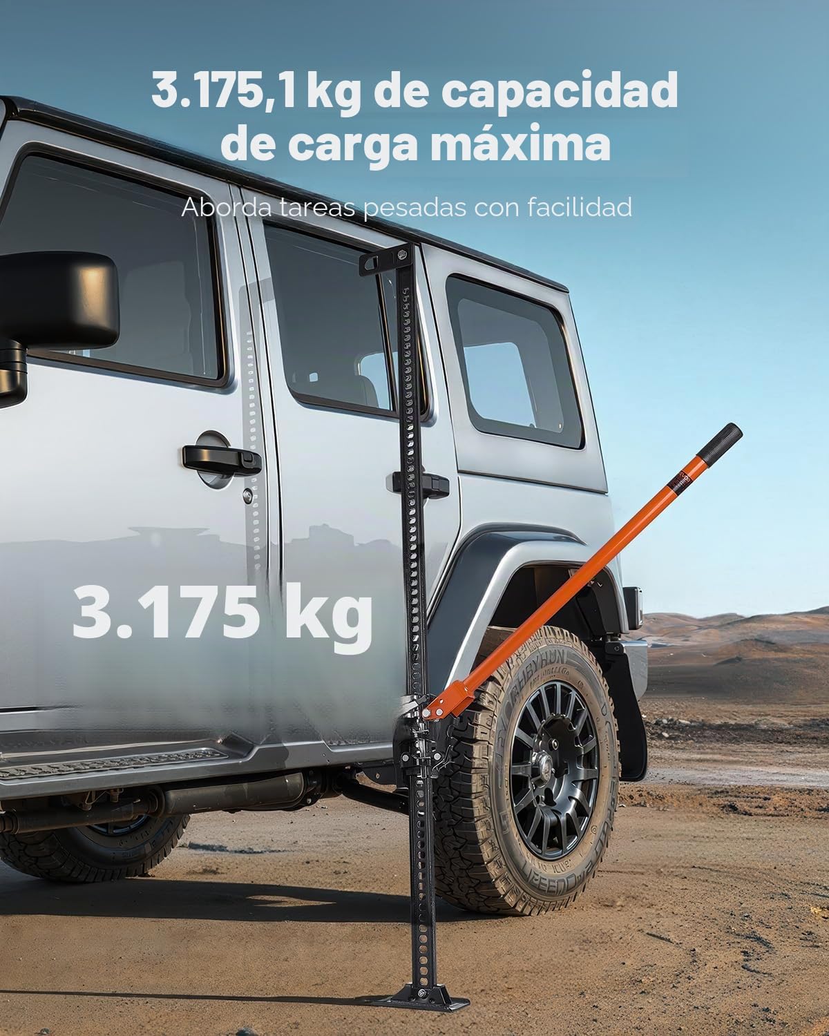 VEVOR Gato Agrícola 153 cm con Elevación Alta y Trinquete Carga Máxima de 3,18 T para Uso Todoterreno de Alta Resistencia con Rango de Elevación de 130,1 a 1380 mm para Tractor, Camión, SUV