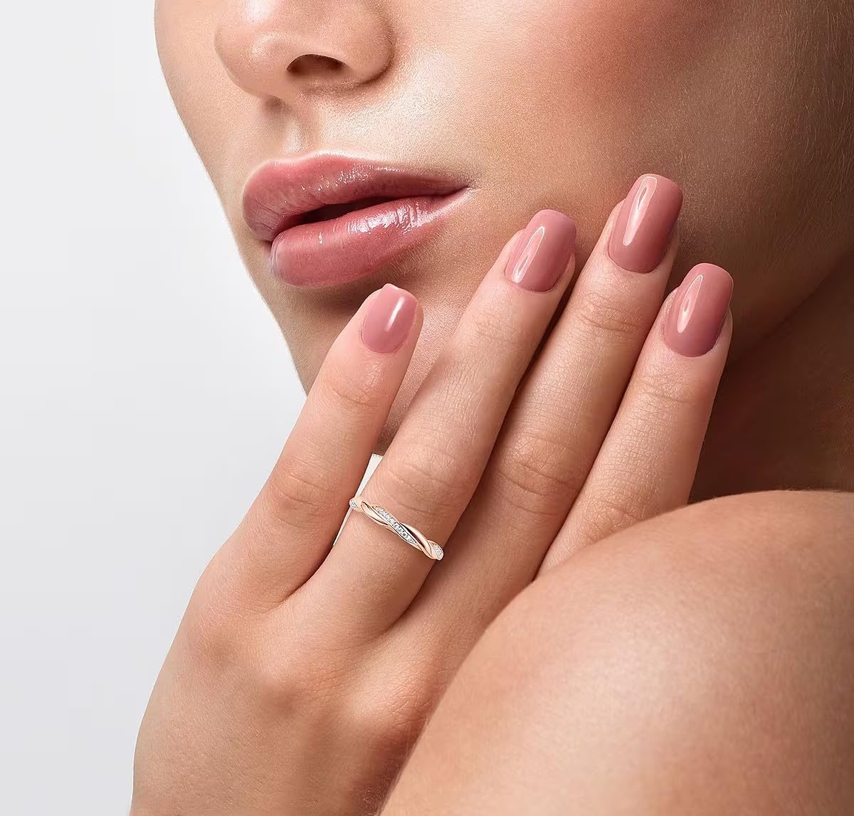 TJC Anillo cruzado de circonita cúbica blanca para mujer en oro rosa, oro amarillo, plata de ley 925 chapada en rodio, banda de amistad con engaste de garras, peso de 1,7 gramos