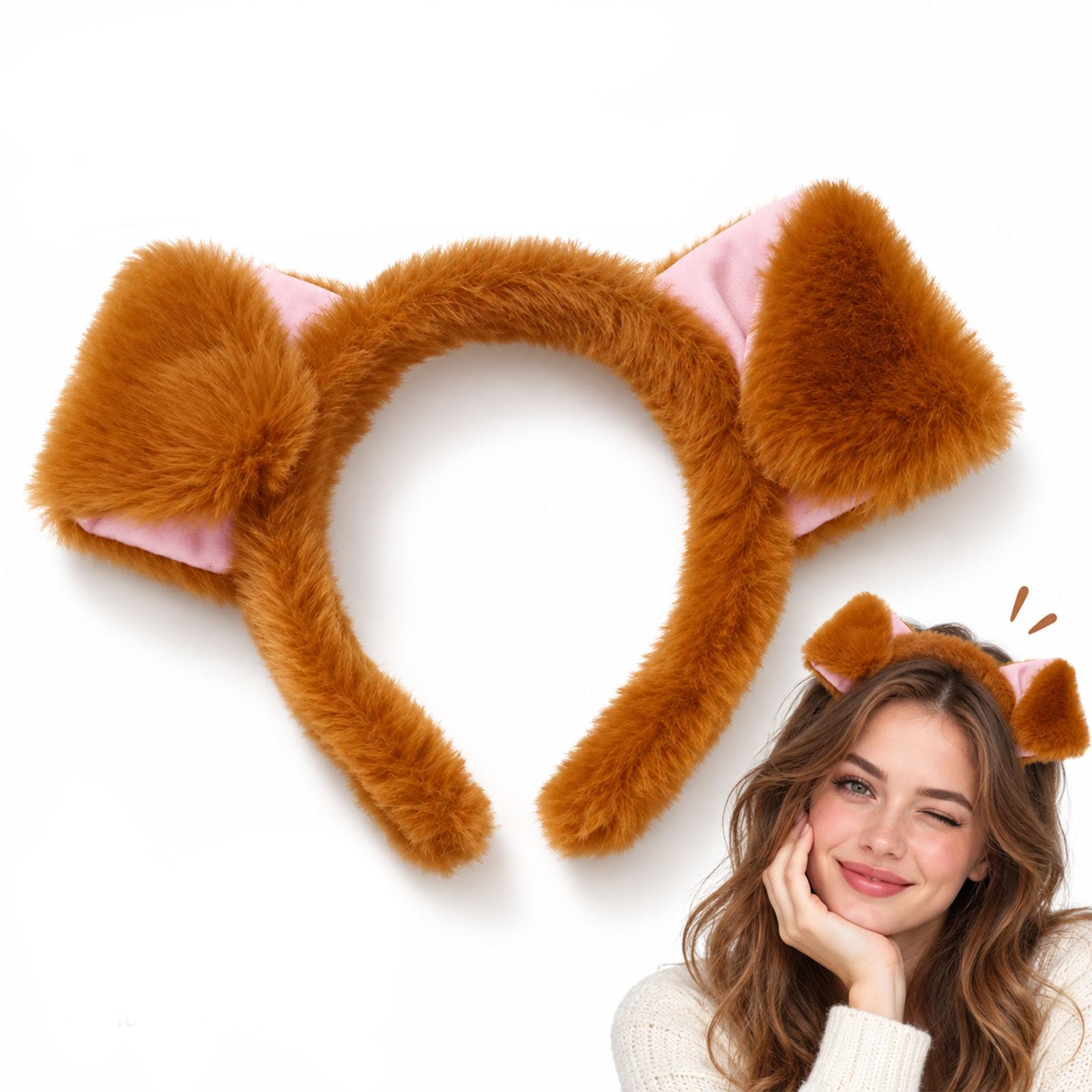 Oplurea Plush Animal Ears Headband for Halloween Cosplay Hair (Dog)