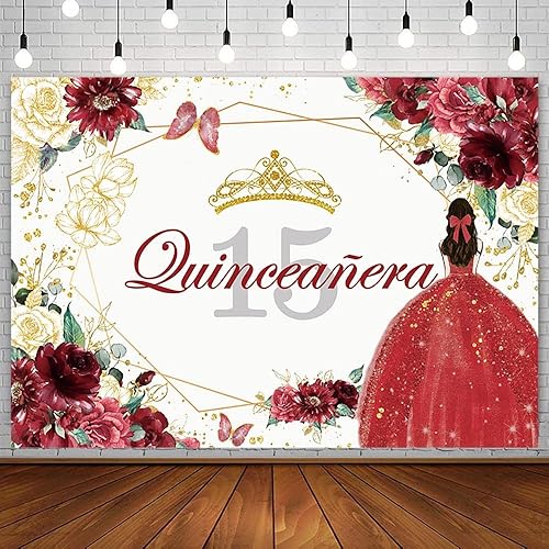 Sendy Telón de fondo de quinceañera de 10 x 7 pies para fiesta de cumpleaños de 15 años para niña dulce Mis Quince Anos decoraciones de fiesta con