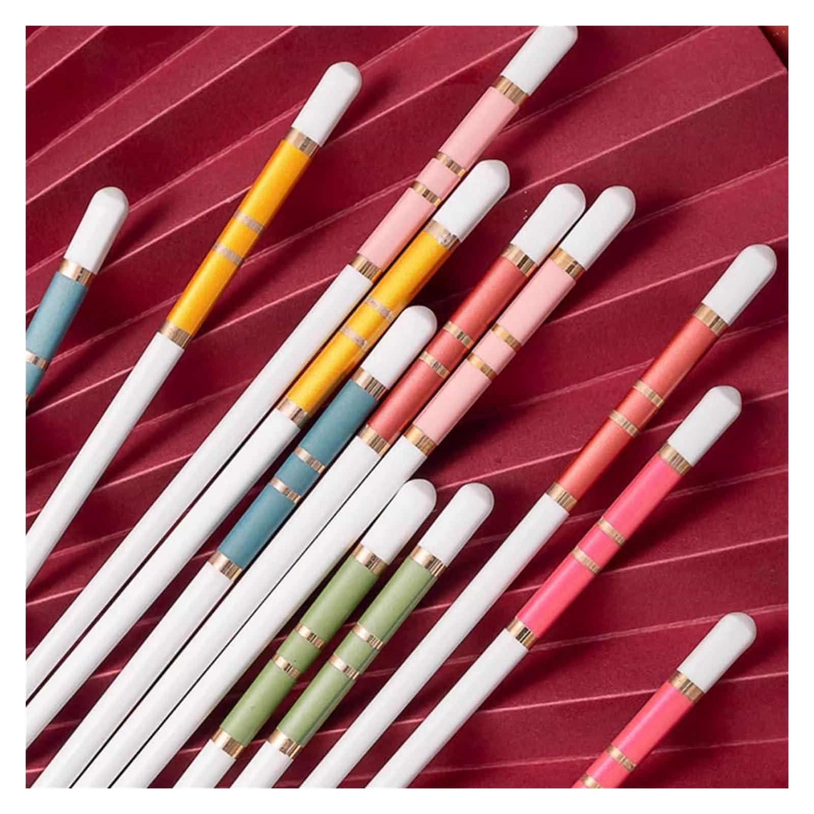Jeu de baguettes, Coffret cadeau de 10 paires baguettes réutilisables avec étui, antidérapantes en céramique osseuse haute qualité(R)