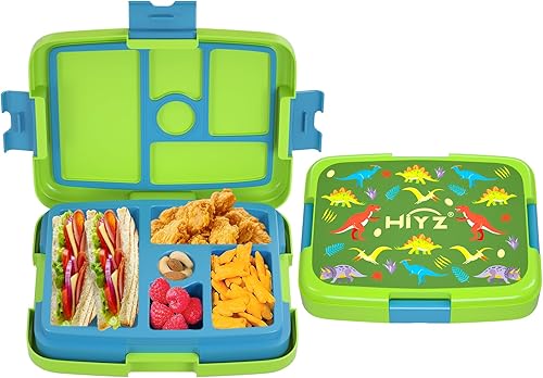HiYZ Lonchera Bento para niños, a prueba de fugas, con 5 compartimentos, sin BPA, materiales seguros para alimentos, apta para lavavajillas, tamaños