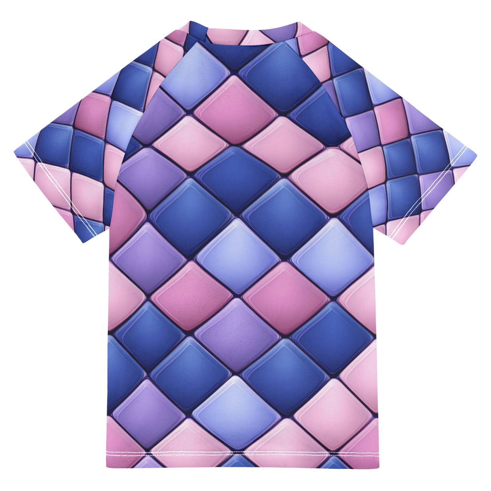 Bathing Suit Kids Short Sleeve Girls Swimsuit 4T Rhomboid Royal Blue