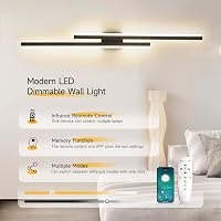 SUCIKORIO 100 cm LED Fali Lámpa - 48W Fekete Minimál Dizájn, 3000K-6500K Szabályozható Fényerő, Távirányítós és Applikációs Vezérlés Nappali 5