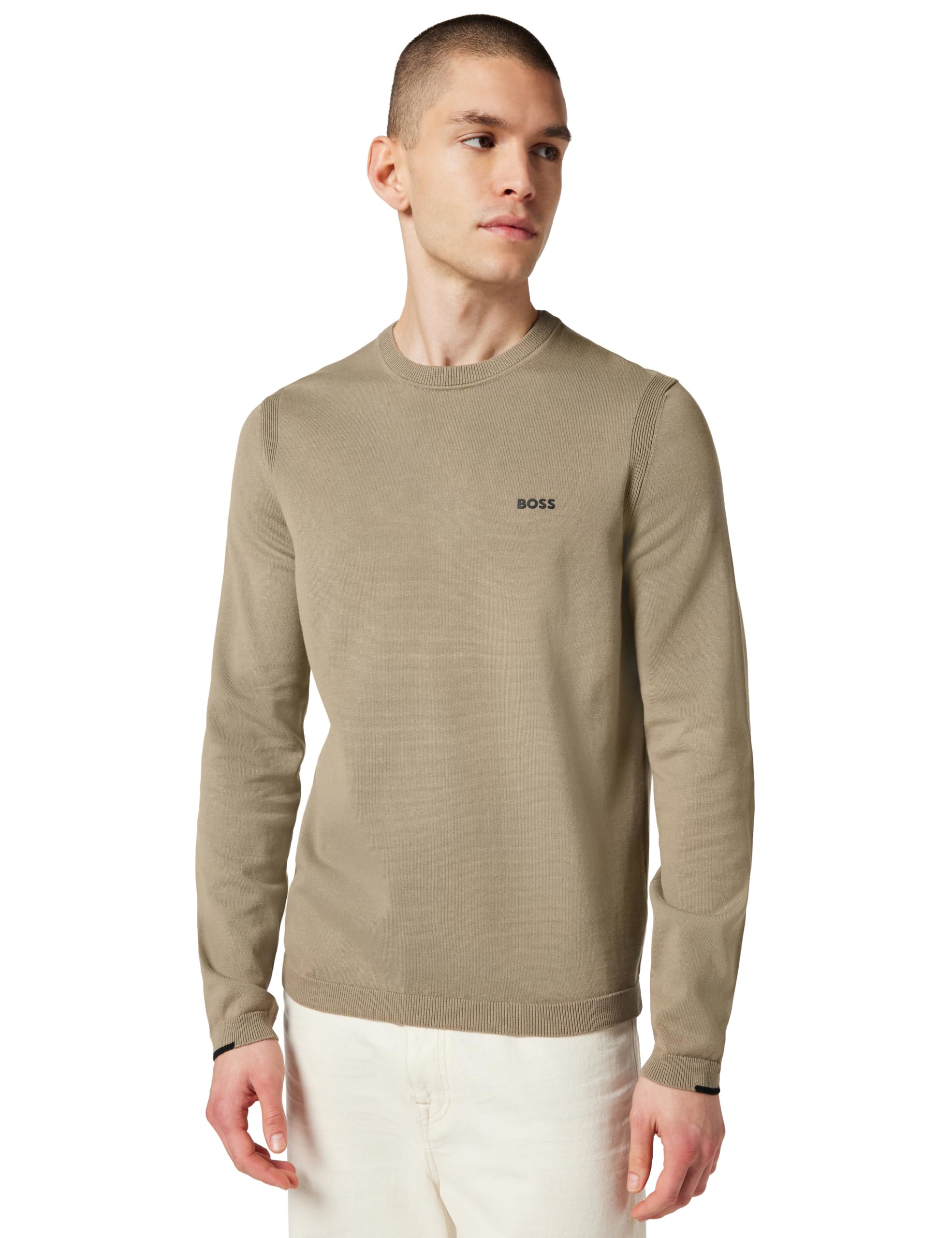 BOSS Men's Knitted Sweater, Light/Pastel Green 334, M