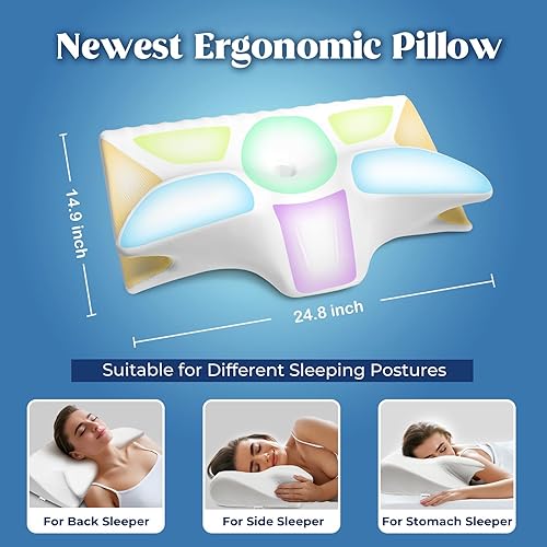 Miniatura 5 de Almohada cervical para aliviar el dolor de cuello, almohadas de espuma viscoelástica de contorno refrescante, soporte ergonómico sin olor, almohada