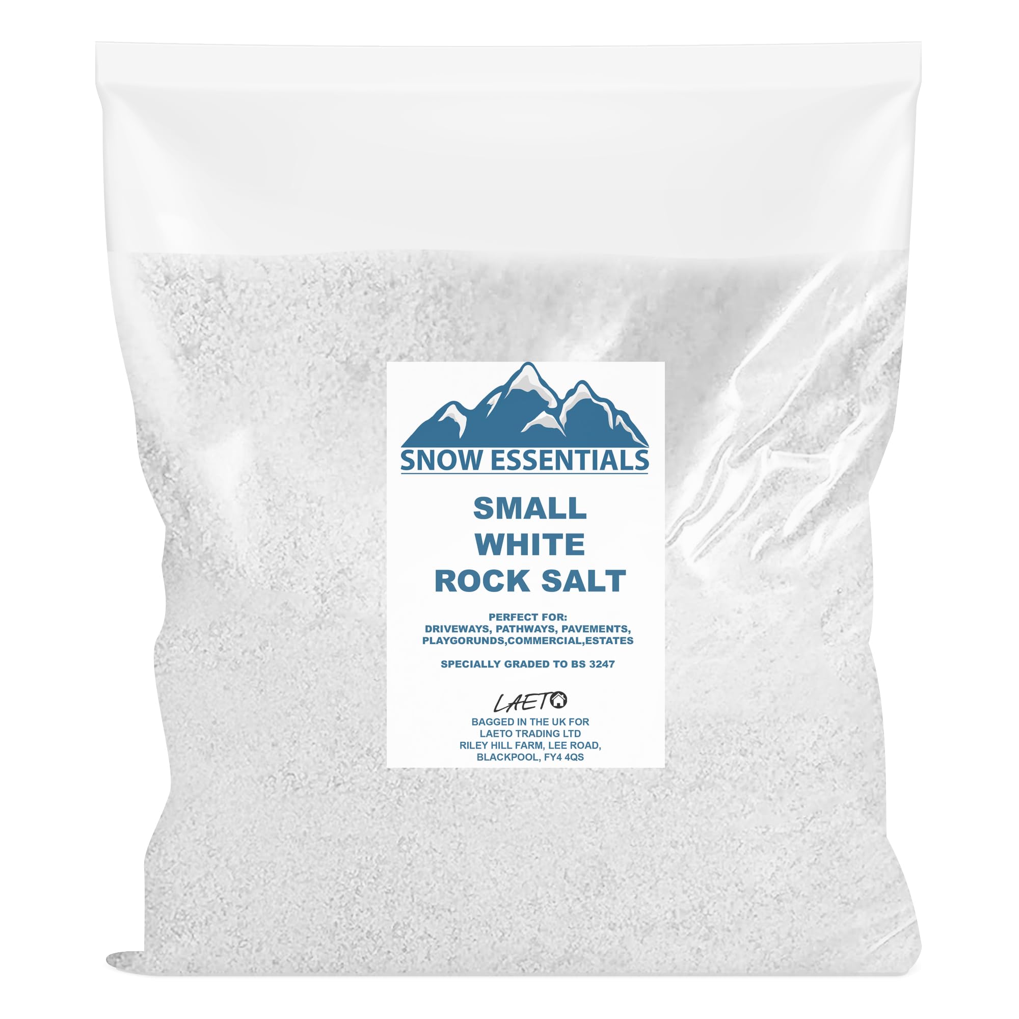 Laeto Snow Essentials Grit Rock Salt | White Grit Salt, Salt for Gritting, Rock Salt for Weeds Deicing Salt Grit, Salt for Paths, Salt for Driveways, Salt for Snow & Ice (2 bags x 10 kg)