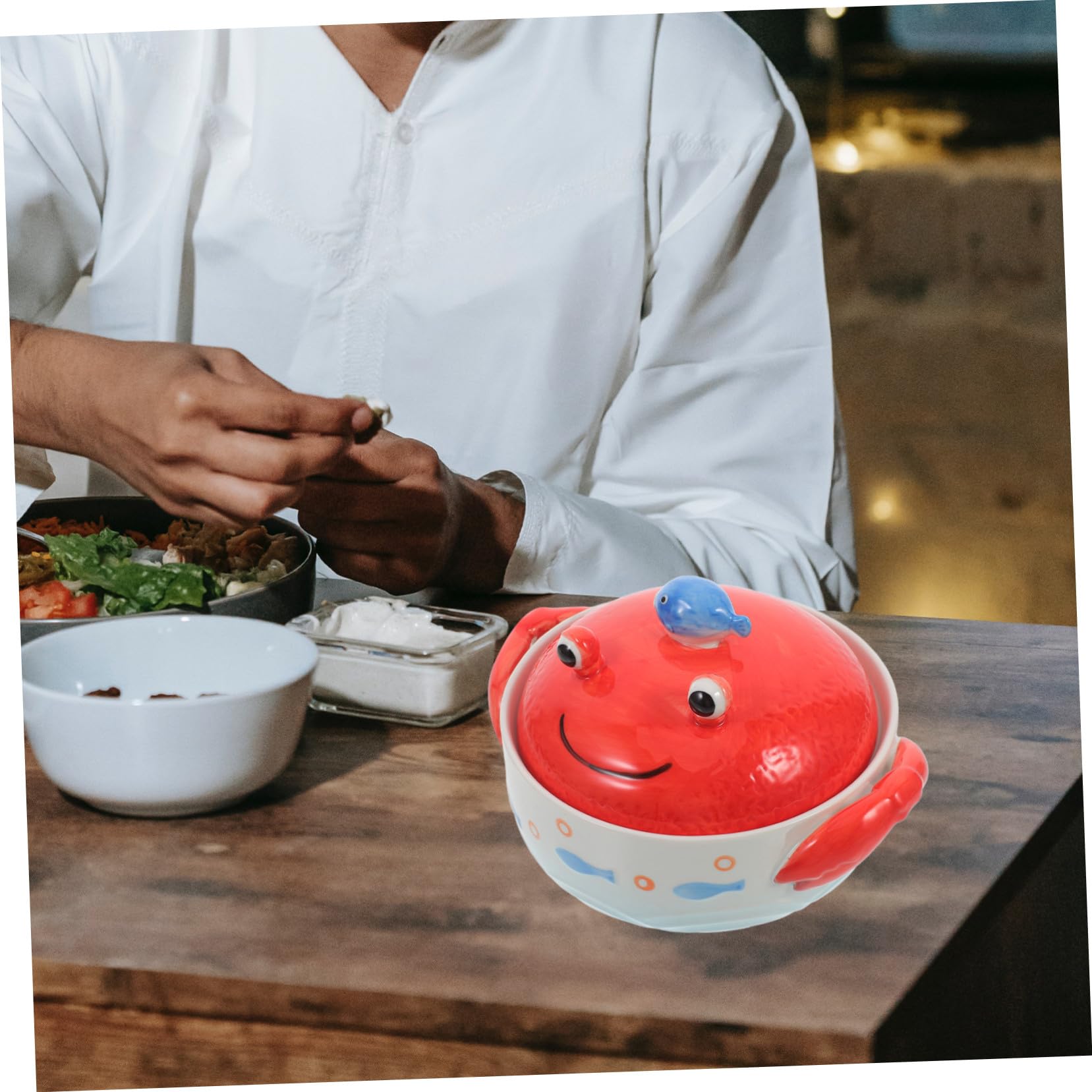 Japanische Keramik Nudelschale mit Deckel Doppelte Griffe Große Suppenschüssel für Instant nudeln Vielseitige Dicke Porzellan Ramen Bowl für Zuhause Restaurant Studentenwohnheim