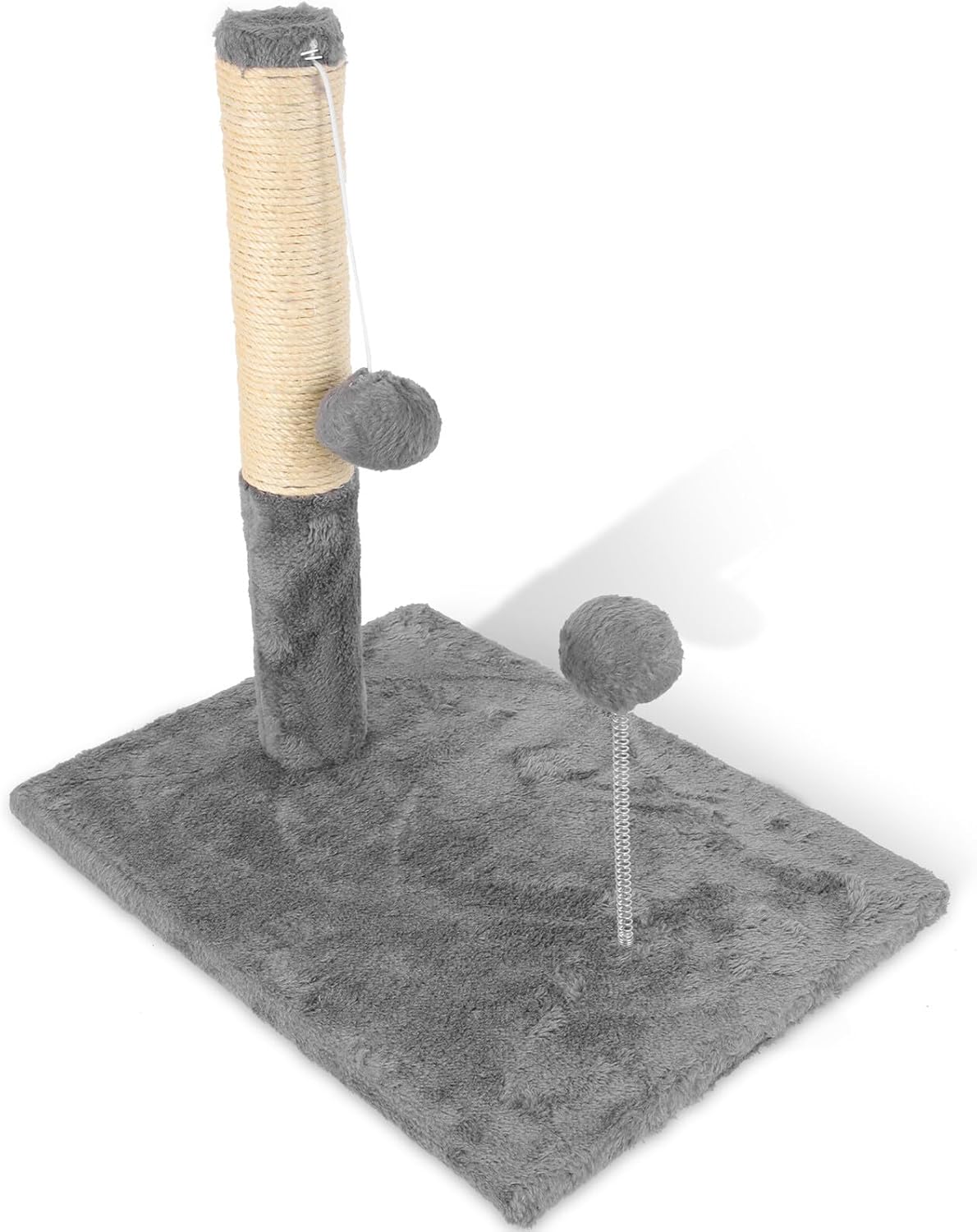 Cabilock Large Gray Sisal Cat Scratching Post and Cat Bed Sturdy Vertical Scratcher with Integrated Claw Protection and Kittens