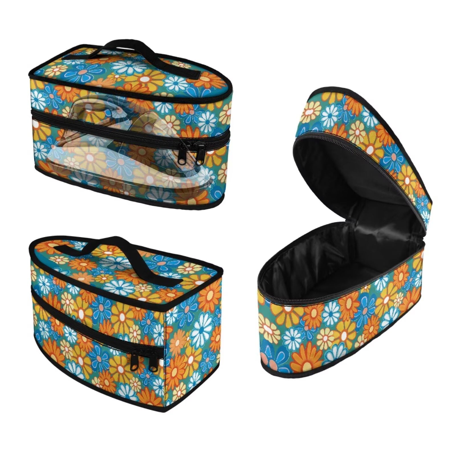ASQVTIFE Hippie Flowers Steam Iron Bag for Handheld Garment Steamer Carrying Case for Portable Steamer Dustproof Foldable Travel Iron Storage Case Steam Iron Storage Bag with Zipper Handle