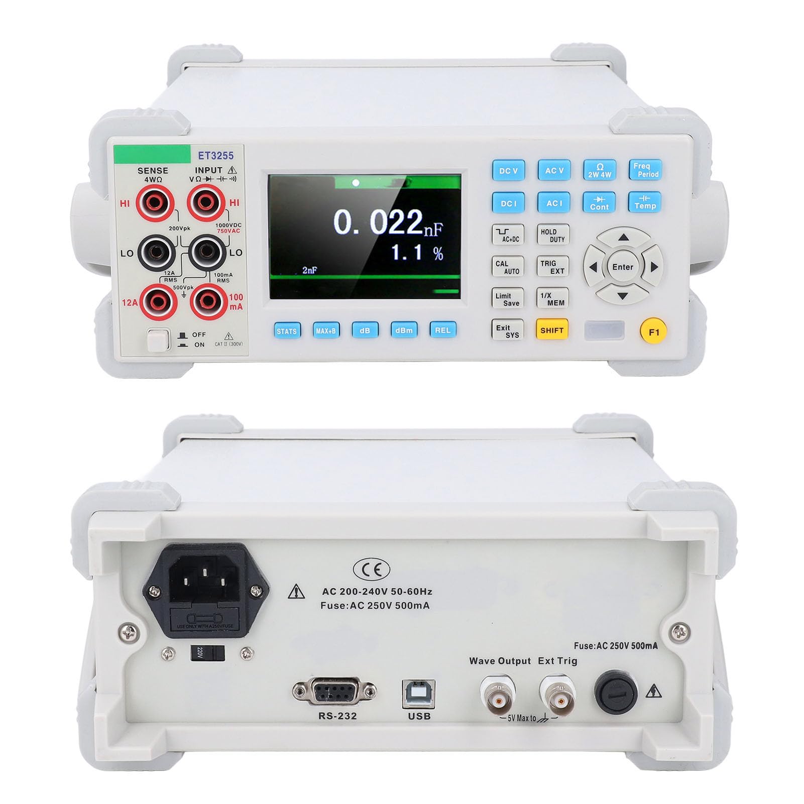 Digitales Tischmultimeter, 3,5 Zoll, hochauflösendes Desktop-Widerstandskapazitätsmessgerät mit AC-DC-Strom-Spannungsmessung für Labore, Fabriken, Radio-Enthusiasten