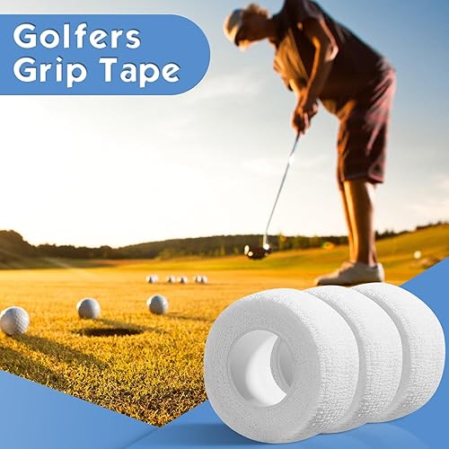 Miniatura 2 de Shappy Cinta de agarre para golfistas, cinta atlética de golf para dedos, vendaje de golfista, adhesivo preenvolvente, elástico, 4 rollos para