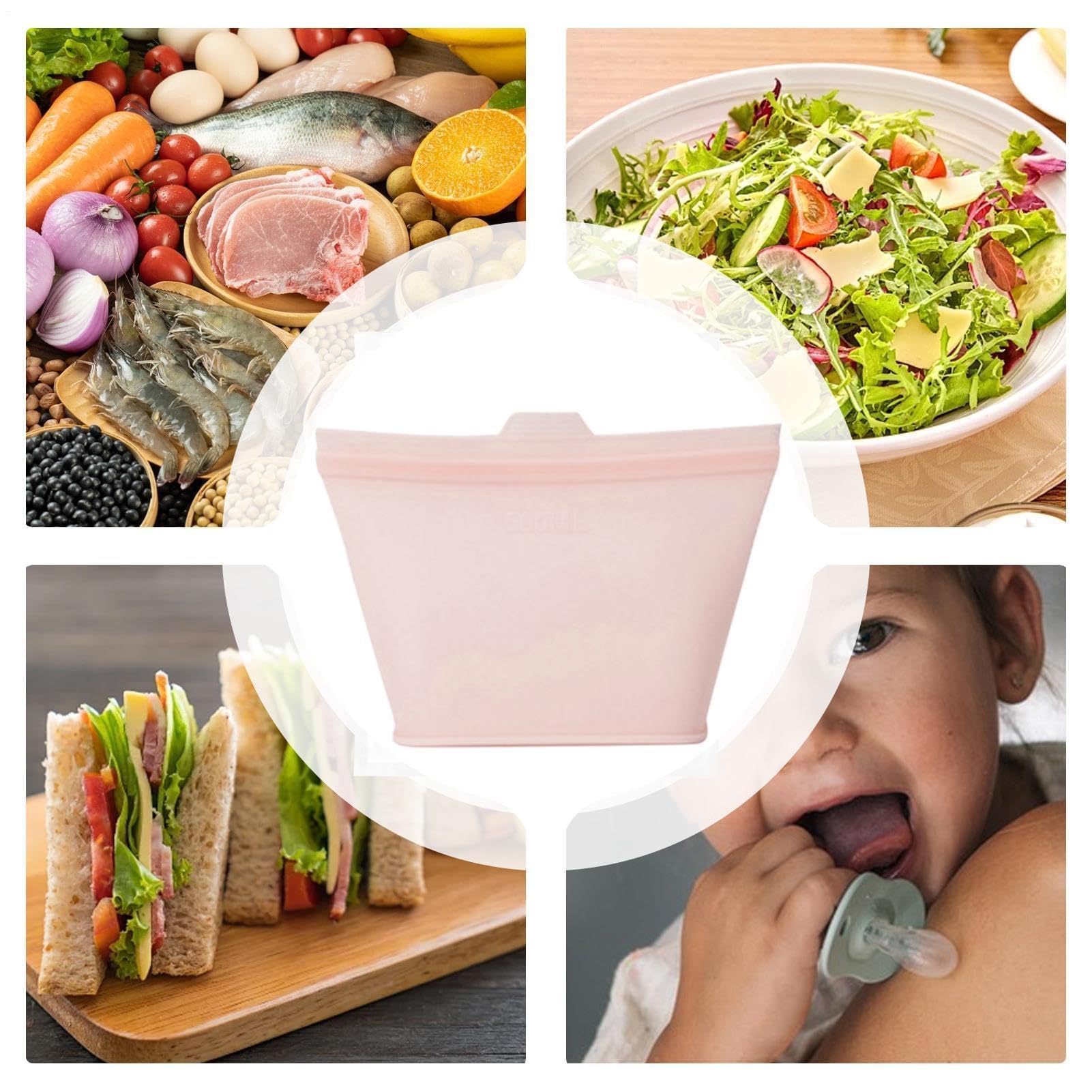 Sacchetti per congelatore, contenitori ermetici per alimenti, sacchetti per insalata con cerniera, per verdure, frutta, pane, ideali per pranzo, casa, cucina, viaggi, campeggio, picnic