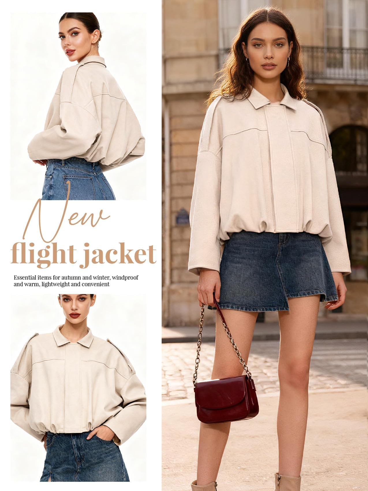 Chaqueta bomber de ante sintético para mujer, abrigo de piloto de gran tamaño, para primavera, otoño, manga larga, ropa de calle