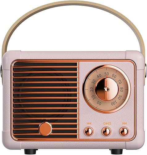 Miniatura 10 de Altavoz Bluetooth retro, mini altavoces portátiles inalámbricos compatibles con tarjeta USB/TF/AUX, altavoz Bluetooth de radio vintage para cocina,