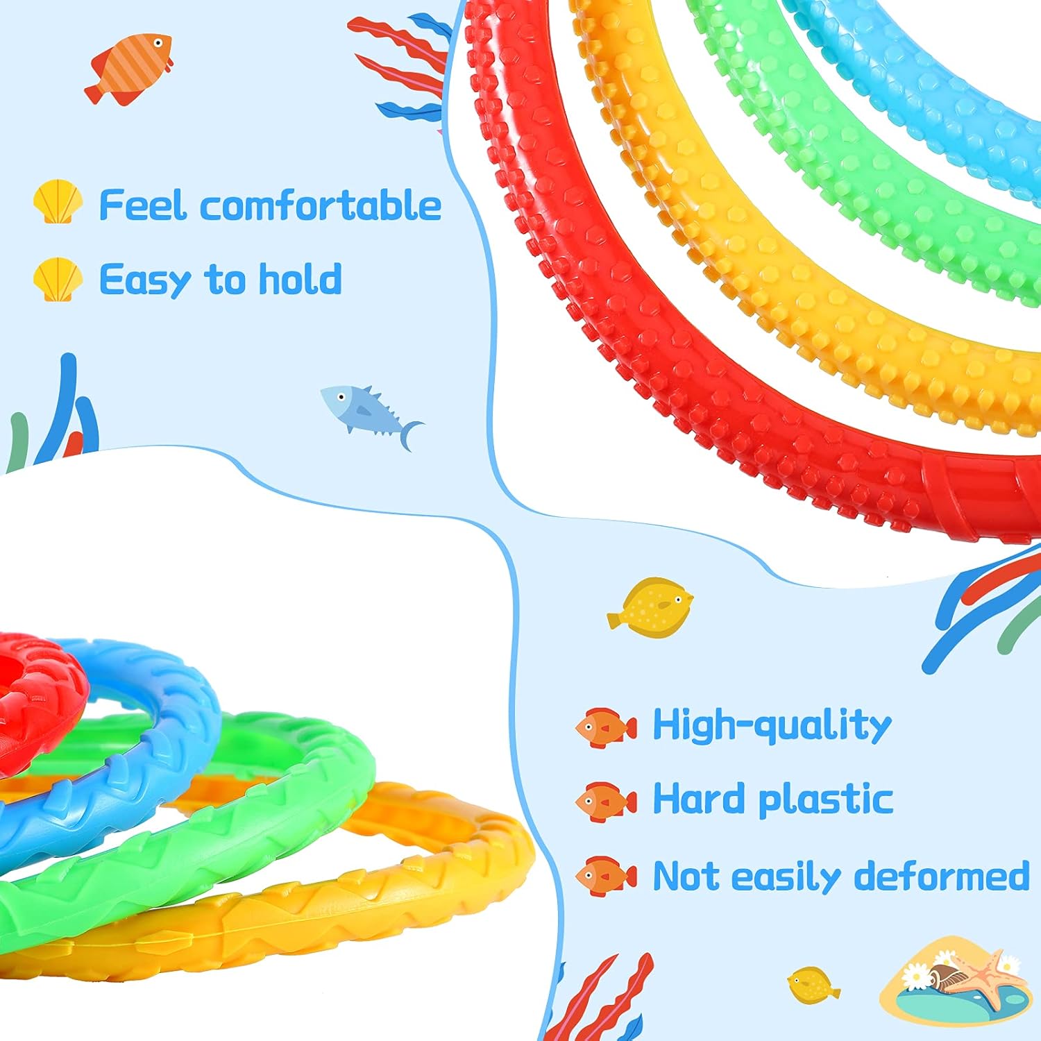 Sumind Colorful Water Diving Toys Ring Toss Set Outdoor Toss Rings Underwater Swimming Pool Dive Rings Training Accessory Grab Toy for Party Speed Practice Games, 5.51 Inch (Fresh Color, 8 Pcs)